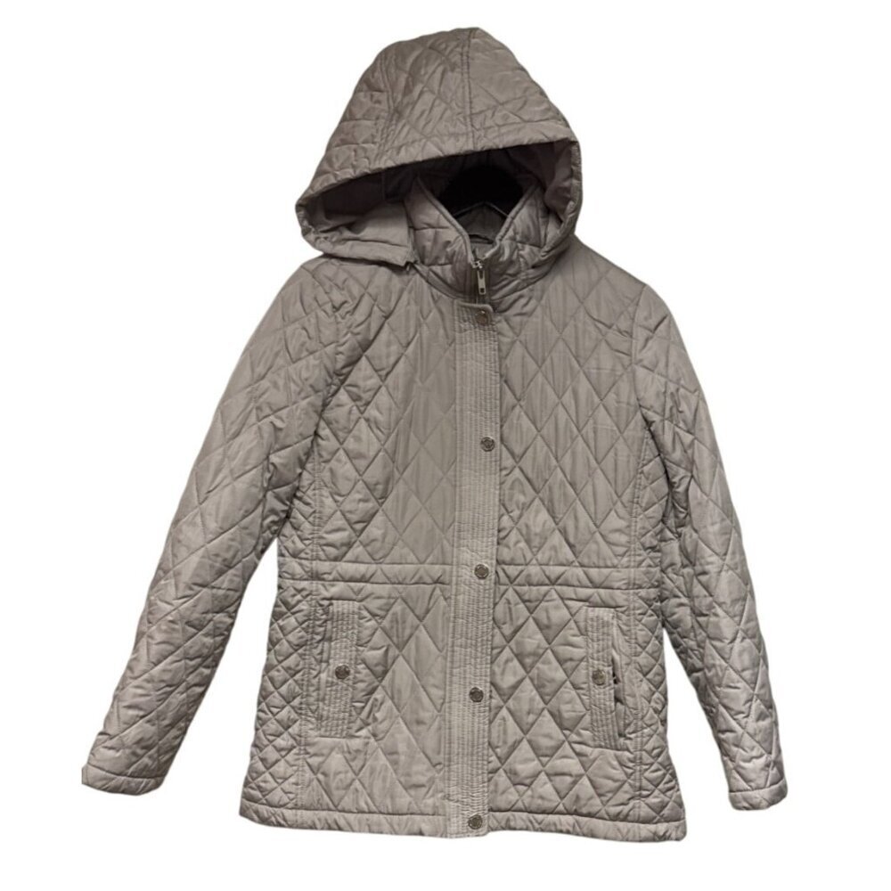 Michael Kors Anorak Women's Coat Quilted Jacket Tan Hooded Zip Size Small